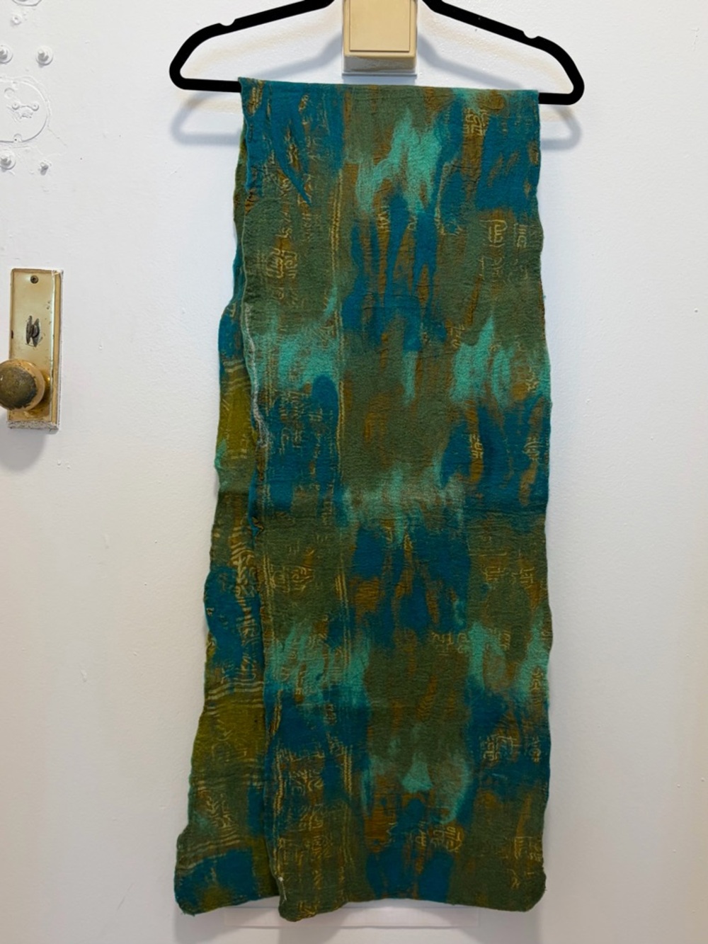 New handmade scarf wool/silk Green/turquoise
